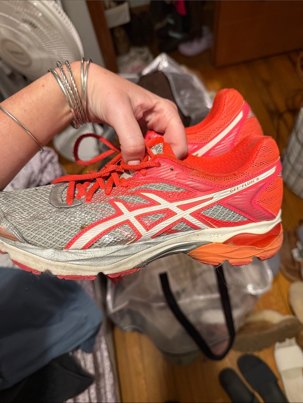 Asics Women's Running Sneakers in Coral and Gray